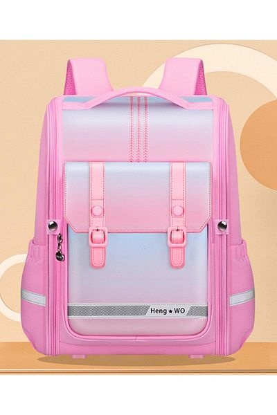 Bonfino Bonfino School Bag, Night Reflective Light, S-Spine Curve Support, Pink - 17 Inches