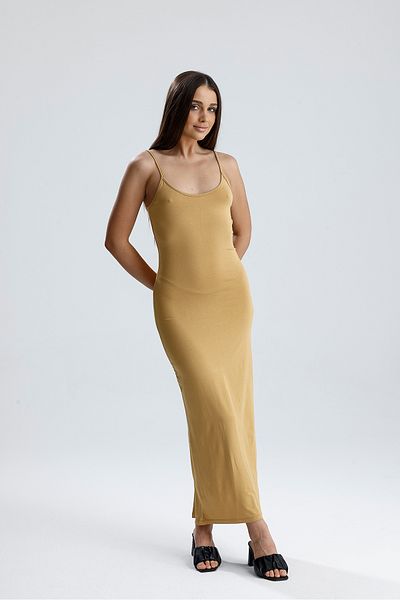 Sense Φόρεμα Lycra Viscose με λουράκι με σχισμή |   ELB35782 Σαφράν