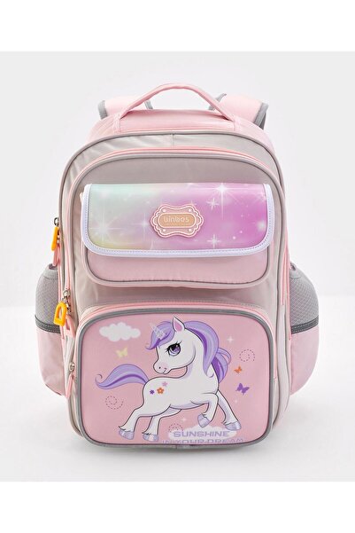 Bonfino Bonfino Unicorn School Bag, Spacious Compartments, Pink - 16 Inches