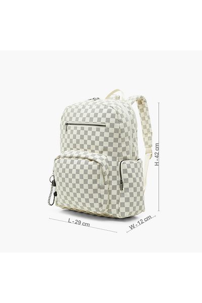Juniors Checked Backpack with Adjustable Shoulder Straps and Zip Closure - 17 inches