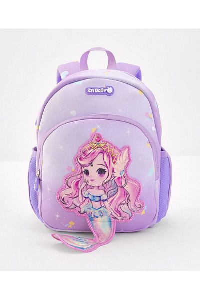 Bonfino Bonfino Mermaid School Bag, Compact Design, Mesh Back Panel, Purple and Pink - 12 Inches