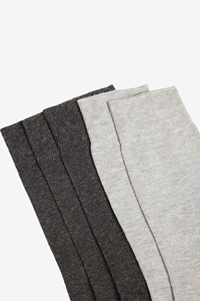 AC&Co / Altınyıldız Classics Erkek Gri Pamuklu 5'li Paket Soket Çorap
