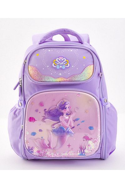 Bonfino Bonfino Mermaid Themed School Bag, Padded Shoulder Straps, Purple - 17 Inches