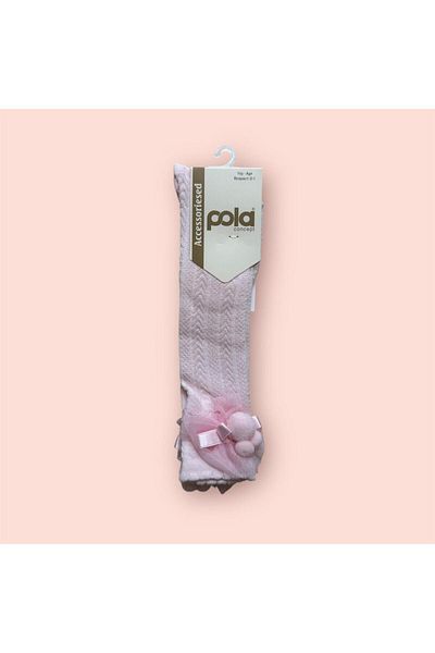 Pola Детски памучни чорапи до коляното с шарка, розови, №1