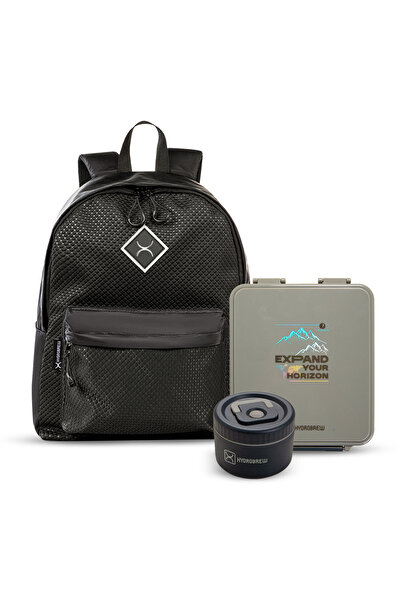 Hydrobrew 17" Backpack w/ Bento Lunch Box-Black