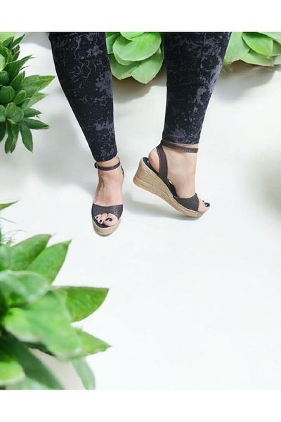 GokceKundura06 Zilnic, elegante și confortabile, sandale din in, cu talpă de paie, 8 cm. Toc
