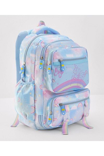 Bonfino Bonfino Butterfly School Bag, Padded Shoulder Straps, Purple - 18 Inches