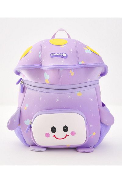 Bonfino Bonfino Cartoon School Bag, Padded Shoulder Straps, Purple - 11 Inches