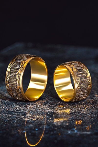 OSMANLI GÜMÜŞ Erkek Kadın Gümüş Yüzük - Altın Kaplama Otantik Model Özel Moti...