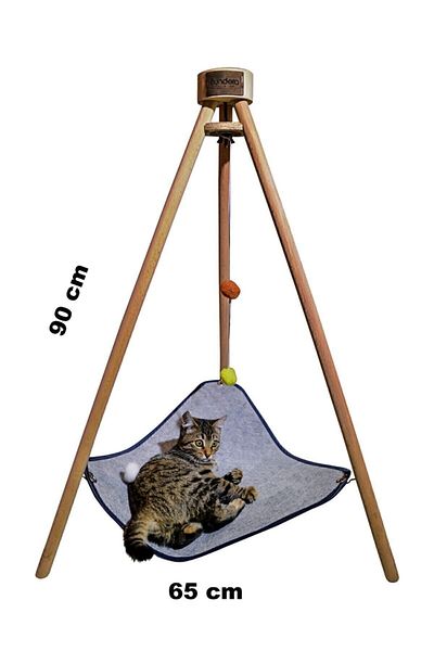 Bundera Pyramid Cat Bed Hammock House Wooden Tripod Pet Hammock Swing Dog Bed Scratching