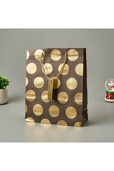 KPM Polka Dot Gift Bag - Brown - 26X10X32 cm