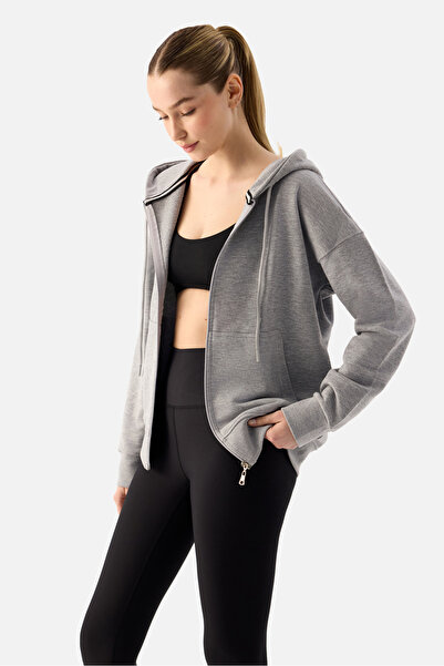 Superstacy Luna Світшот з капюшоном на блискавці, сірий меланж