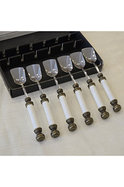 AlyaHomeAksesuar Set of 6 Porcelain Handle Ice Cream Scoops Antique