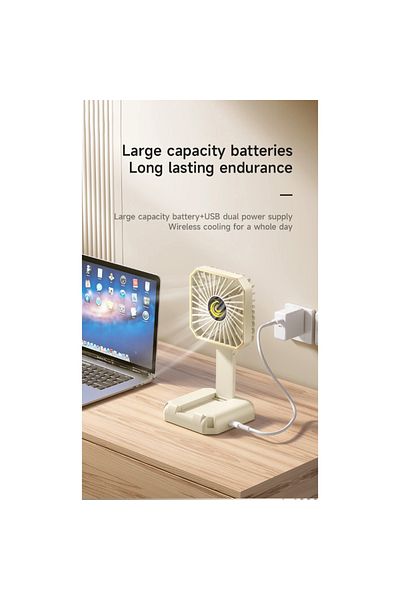 SprintMag Portable Desk Fan Neck Hand 3 Speeds Rechargeable Battery USB Charging Phone Holder