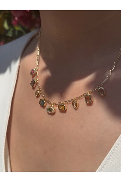 Begin Aksesuar Renkli Taşlı Kolye