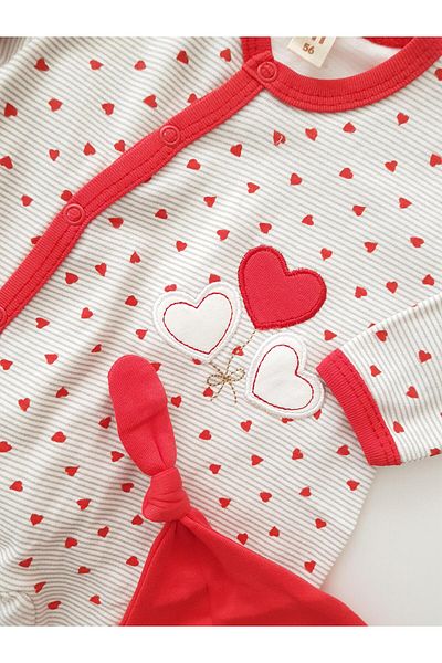 ilkimbebe Heart patterned 2-piece baby romper