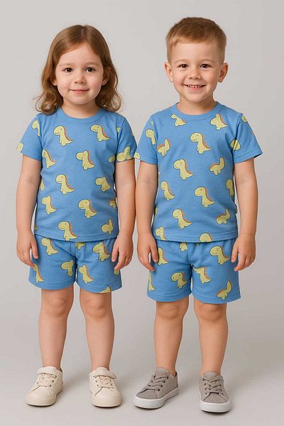 aden kids set de pijamale de vară cu imprimeu dinozaur