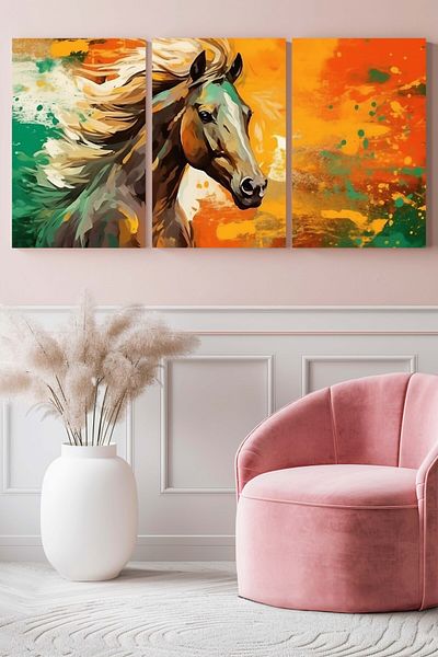 Hagen Pictură de perete de calitate premium Picturi de bucătărie cu aspect de cadru Pictură din 3 piese Pictură modernă Pictură boemă
