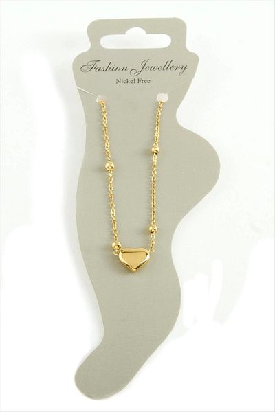 LiderGlobal Heart Luxury Steel Anklet