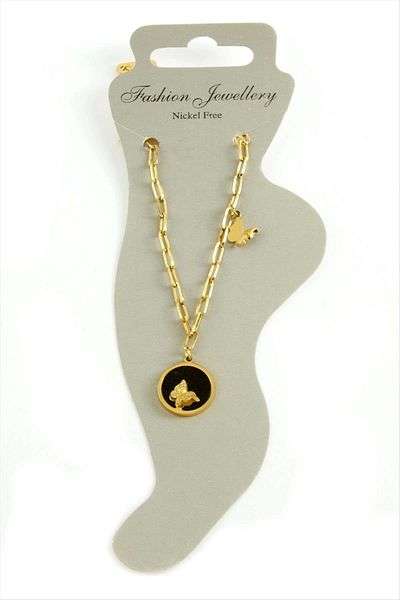 LiderGlobal Butterfly Luxury Steel Anklet