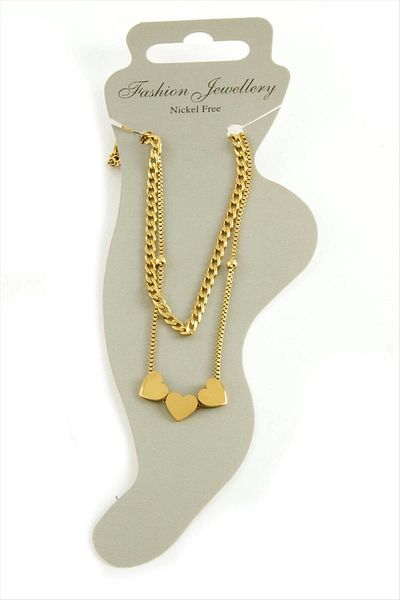 LiderGlobal Heart Luxury Steel Anklet