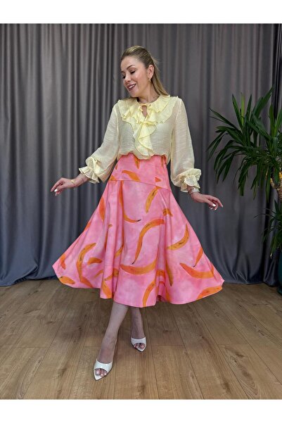 Size Özgü Pembe Model Desenli Etek