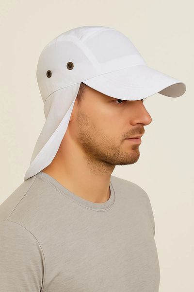 CosmoOutlet White Legionnaire Hat for Land with Uv Protection Summer Enseble and Long Visor