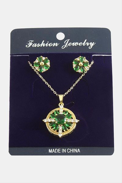 storeks Flower Zircon Stone Set Necklace