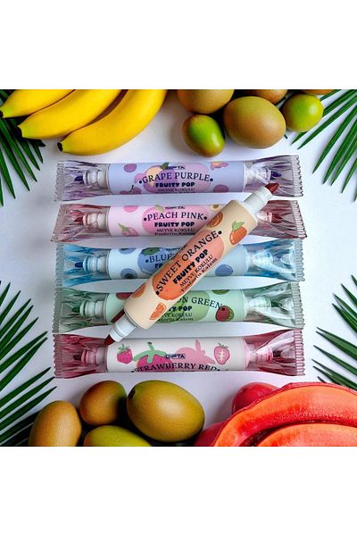 Polin Fruity Pop Fruit Scented Highlighter Set, 6 Colors, Double Tip,
