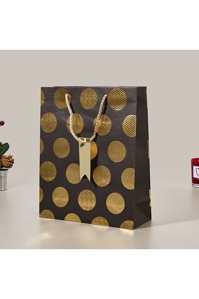 KPM Polka Dot Gift Bag - Brown - 26X10X32 cm