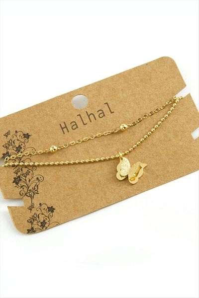 LiderGlobal Butterfly Luxury Steel Anklet