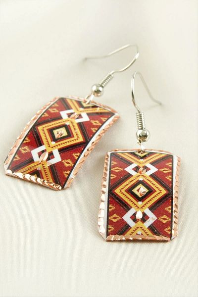 AC BOX Rectangle Copper Earrings