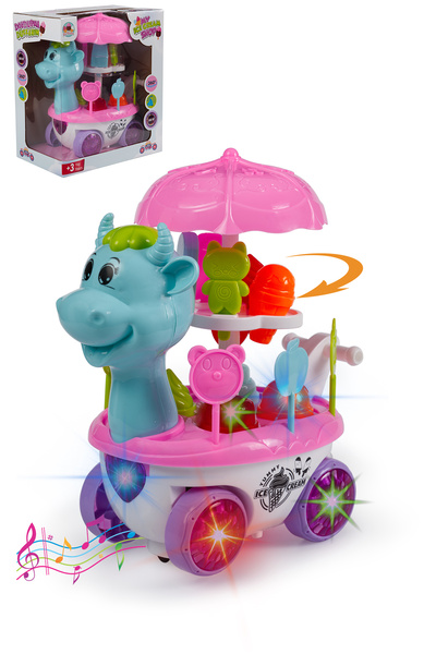 TOYZZONE Işıklı Müzikli Dondurma Arabası Oyuncak 360° Dönebilen Hareketli Işıklı Eğlenceli