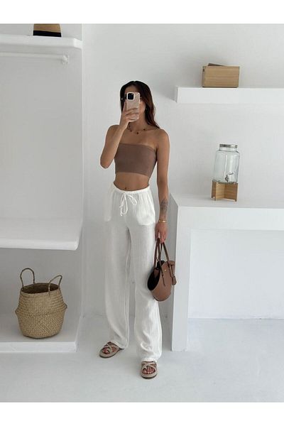 MODAMOR High Waist Tie-Waist Baggy Pants