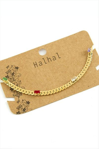 LiderGlobal Zircon Stone Twisted Luxury Steel Anklet