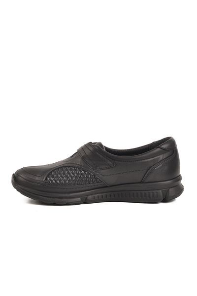 AYAKMOD 604 Z Women's Orthopedic Anatomical Genuine Leather Black Casual Shoes