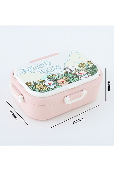 Fab N Funky صندوق غداء بطابع كرتوني، خفيف الوزن، صغير الحجم، سهل الاستخدام، مناسب للأطفال من سن 3 سنوات فما فوق، 21.7 × 17.2 × 8.3 سم - وردي