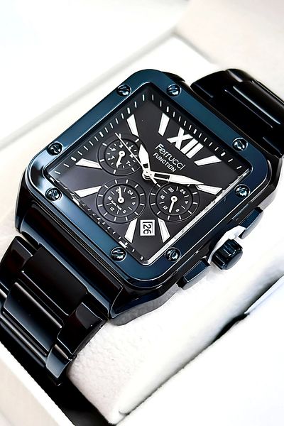 Ferrucci Function Men's Wristwatch Steel Case & Steel Cord Navy Blue Zmfer188