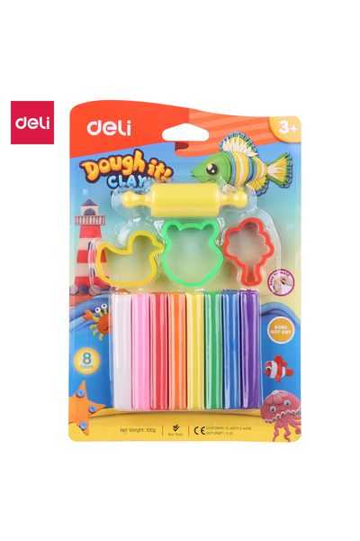 Deli ED75021 بلاستيسين 8 ألوان متنوعة - مثالية للأطفال والحرف اليدوية واللعب ...