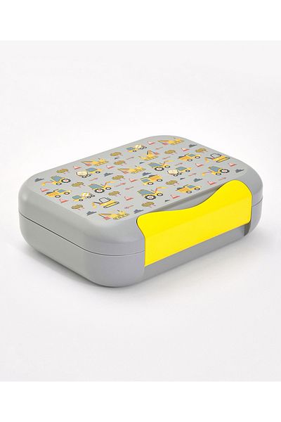 Babyhug Babyhug Lunch Box, Vehicle Theme, Leak-Resistant, 1200 mL, 22.6 x 17.6 x 7 cm - Grey and Yellow
