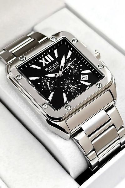 Ferrucci Function Men's Wrist Watch, Steel Band 3Atm Water Resistant Silver-Black Sdfer168