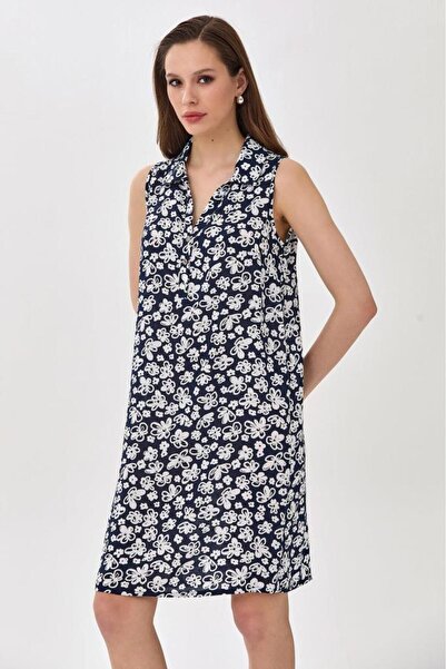 İKİLER Önü Düğmeli Kolsuz Polo Yaka Elbise 025-4034