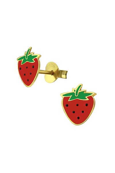 Sophia Collection Children's earrings 925 silver 24K gold plated Strawberry model