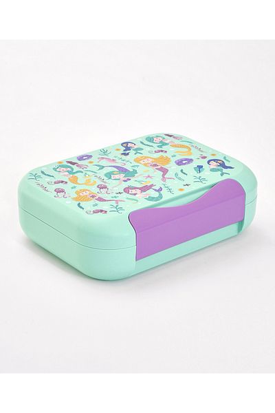 Babyhug Babyhug Lunch Box, Mermaid Theme, Leak-Resistant, 1200 mL, 22.6 x 17.6 x 7 cm - Green and Purple