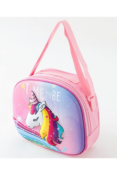 Fab N Funky Unicorn Themed Lunchbag, Durable, Lightweight, Vibrant, 3 Years+, 26 x 8 x 23 cm - Pink
