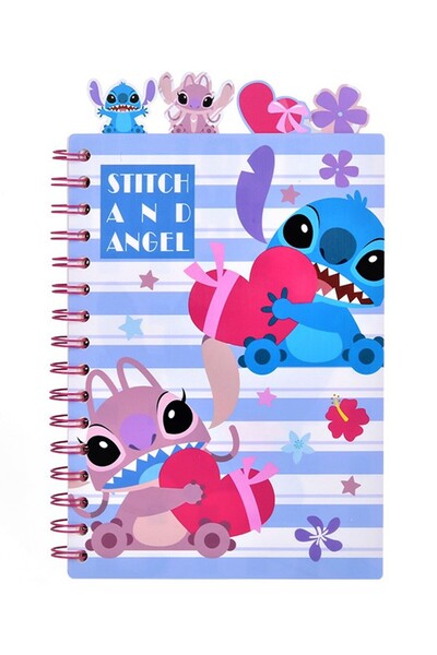 Miniso Disney Lisanslı Stitch&Angel A5 Ayraçlı Çizgili Telli Not Defteri