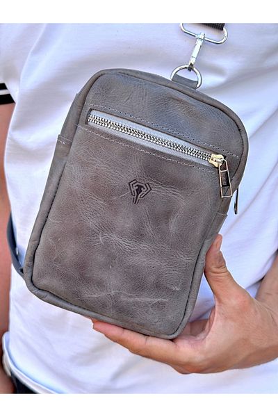 Fil Deri Genuine Leather - with Strap - Zippered - Crossbody Crossbody Bag 1008