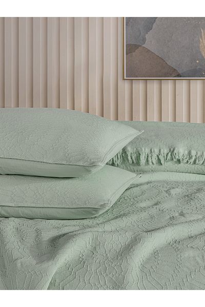 BED LİNE Jacquard Circle Bedspread Set Double Mint