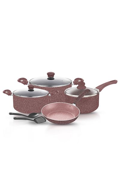 Bisbell Nonstick Cookware set Granite coated 9pcs Cookware set Casserole sauce pan frypan Lid