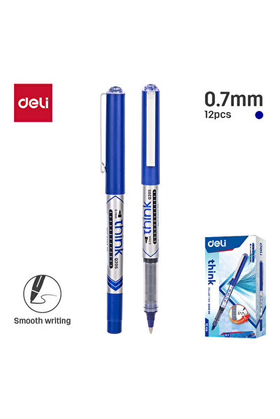 Deli أقلام حبر دوارة زرقاء Deli EQ20530، 0.7 مم، 12 قطعة - مثالية للمدرسة وال...